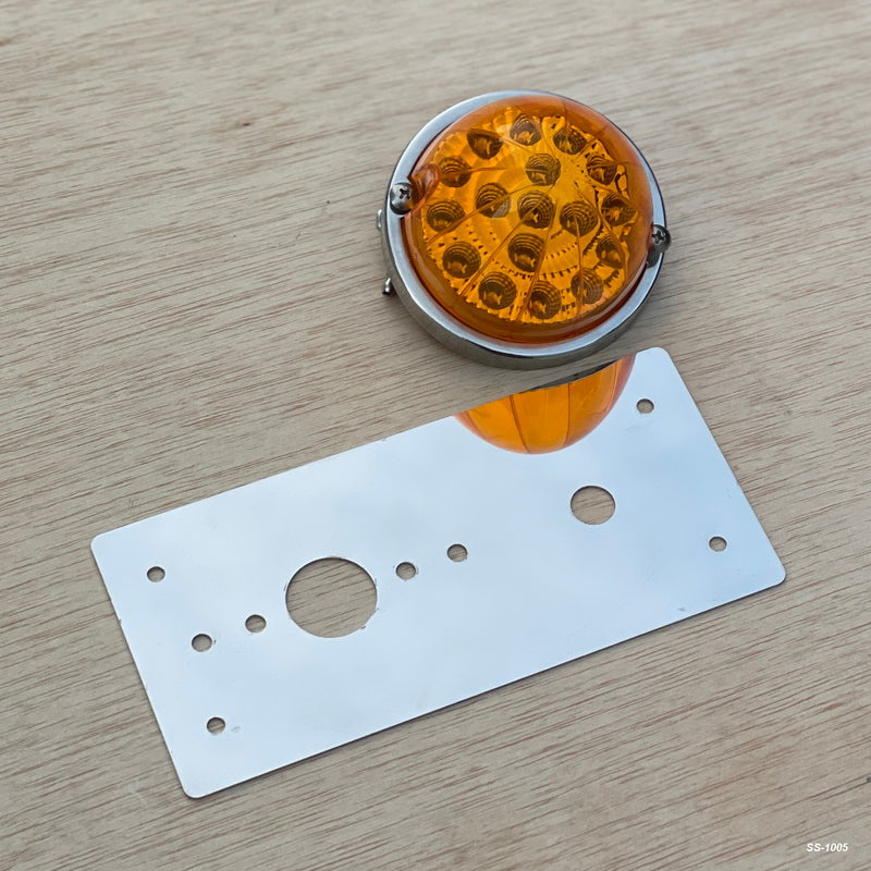 Freightliner Classic stainless steel single watermelon dome light plate with switch hole