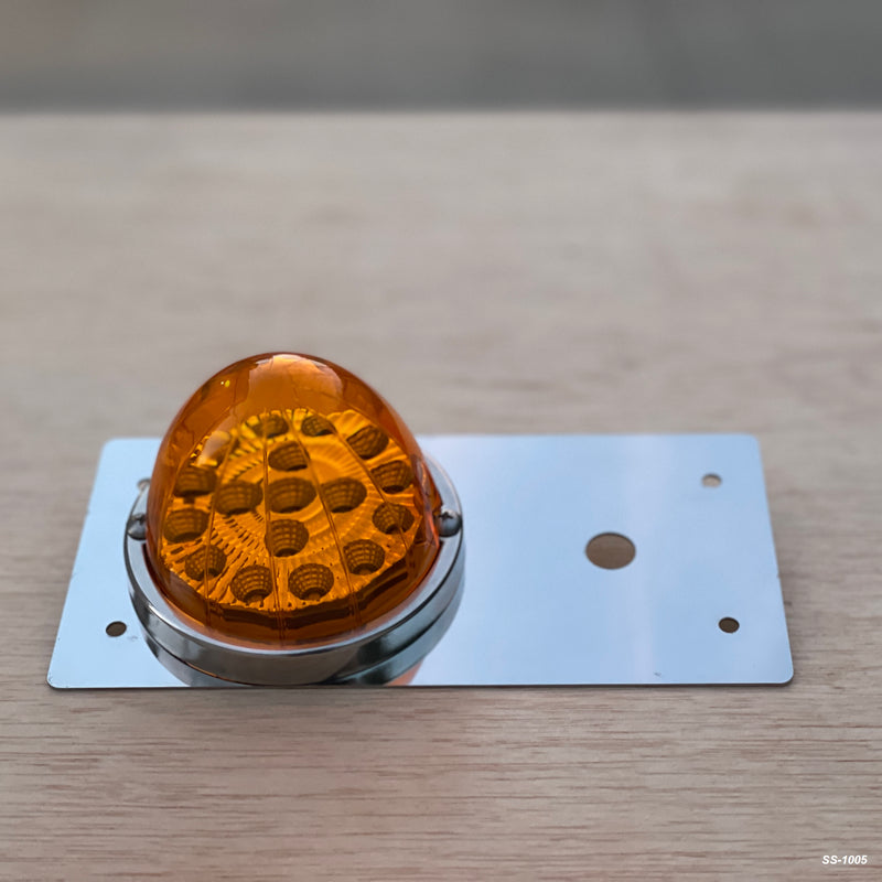 Freightliner Classic stainless steel single watermelon dome light plate with switch hole