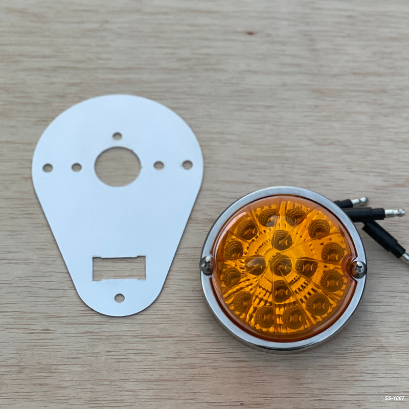 Kenworth W900 stainless steel single watermelon dome light plate with switch hole