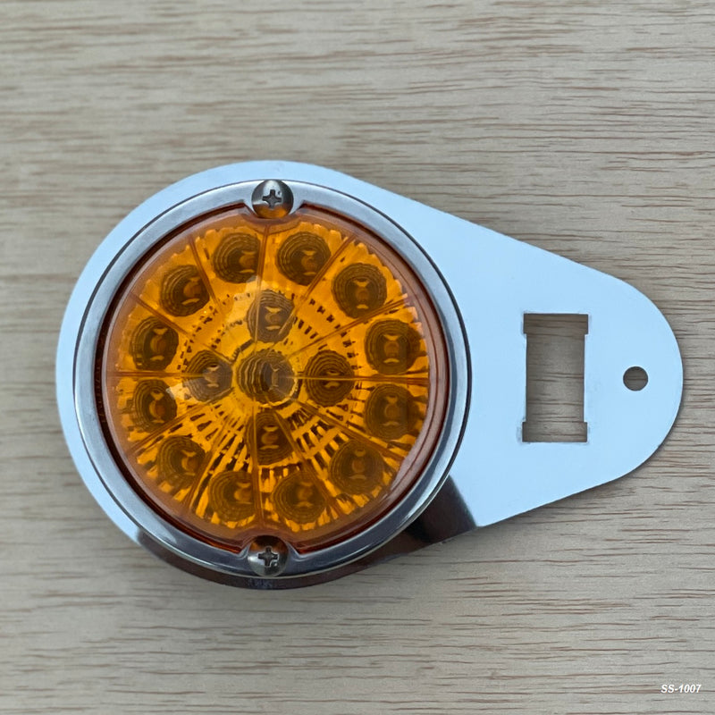 Kenworth W900 stainless steel single watermelon dome light plate with switch hole