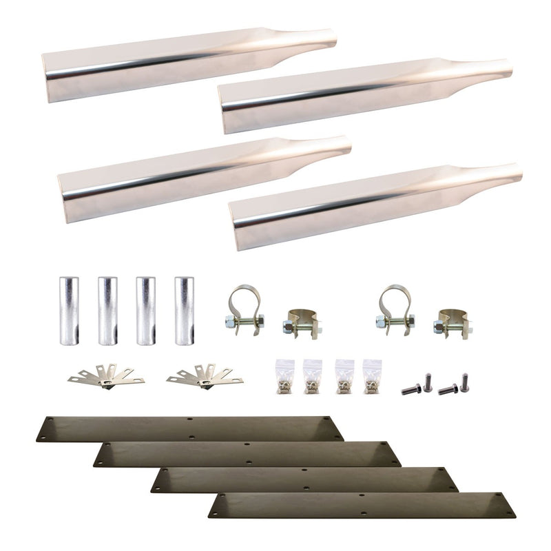 Stainless steel mounting kit w/triangular arms for half moon fenders