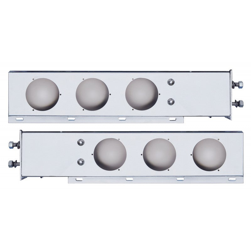 Stainless steel economy mudflap hangers w/6 round 4" light holes - PAIR