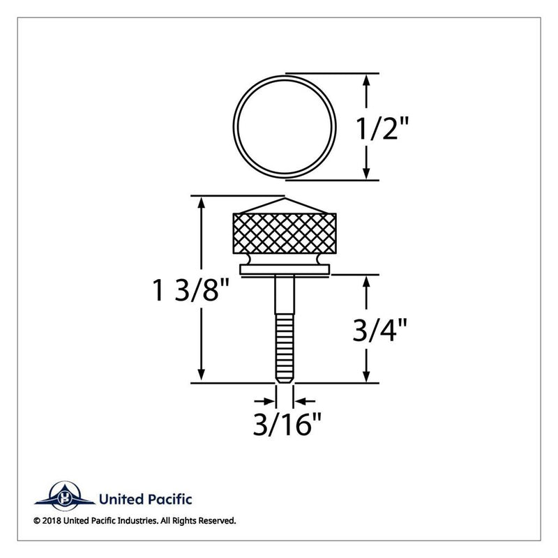 Peterbilt 2001-06 chrome knurled head dash screw w/jewel - 6/PACK