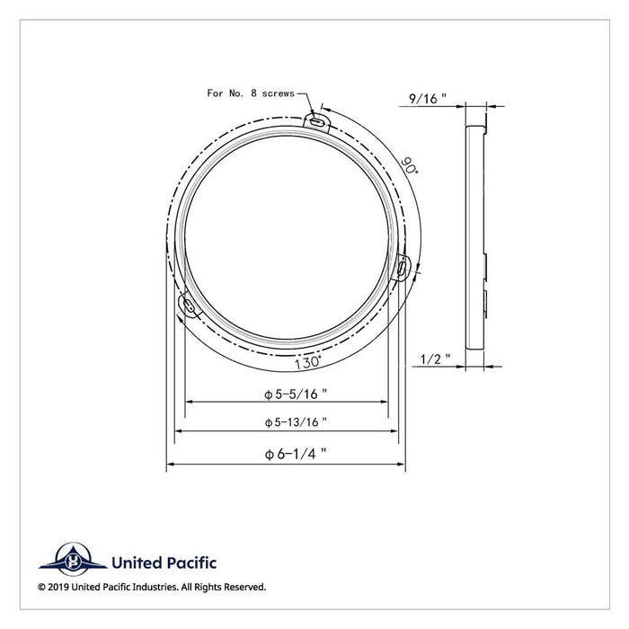 5.75" diameter stainless steel headlight retaining ring - SINGLE