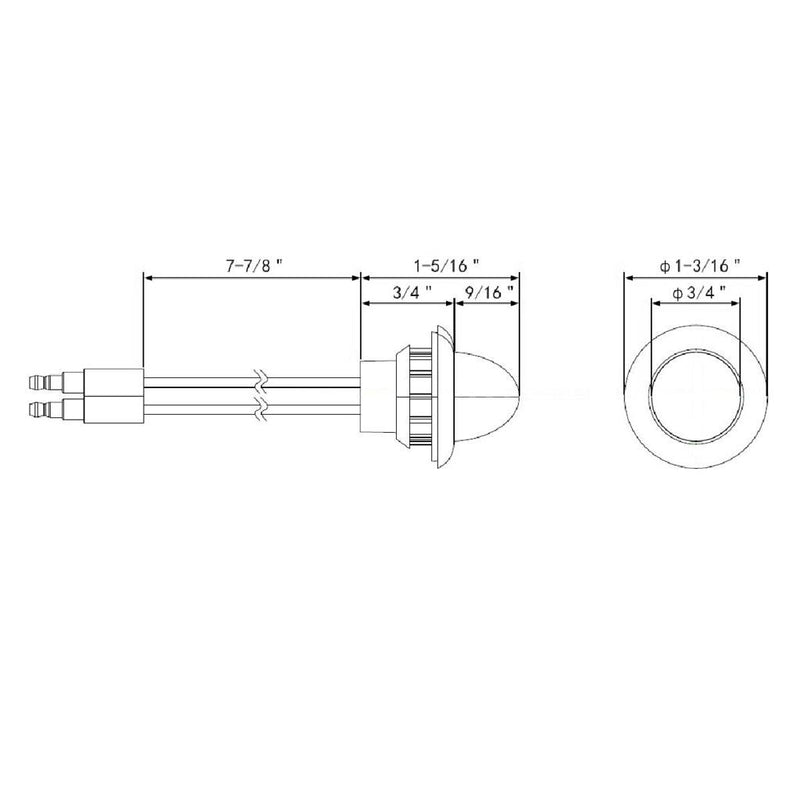 Dual function 4 diode LED mini watermelon light with rubber grommet, chrome bezel - SINGLE