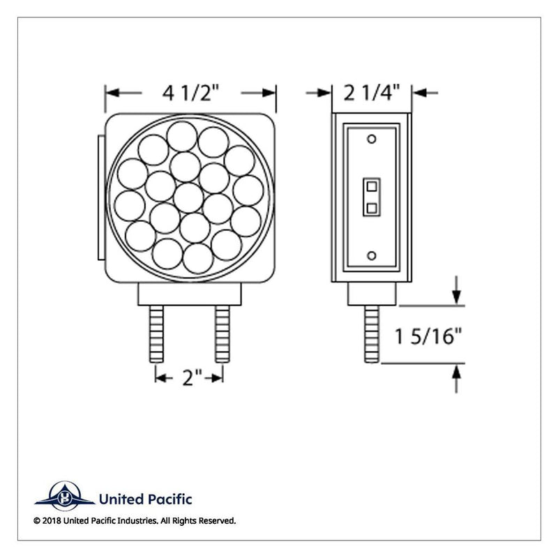 Amber/Red square 21 diode 2-stud LED turn signal light