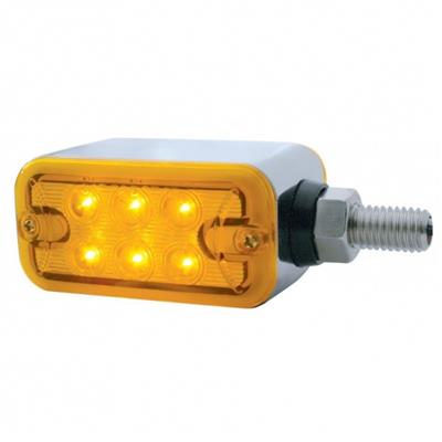Straight-mount Amber/Red rectangular 6 diode LED turn signal pedestal light
