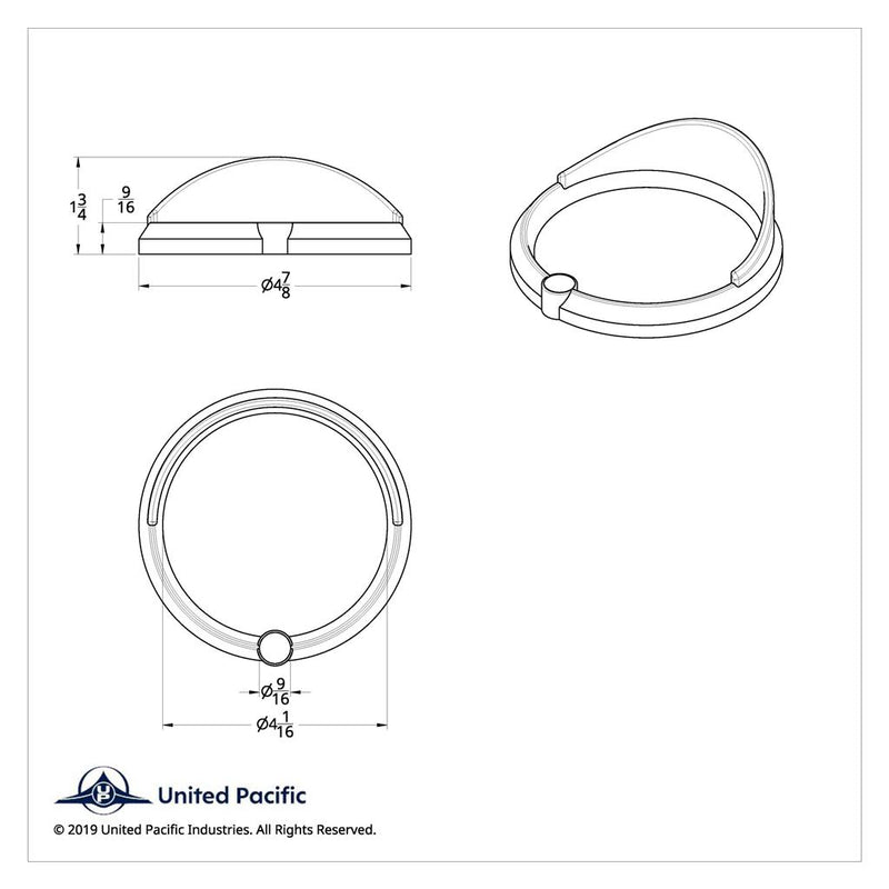 Freightliner Century/Coronado chrome plastic large speedometer/tachometer gauge bezel w/jewel