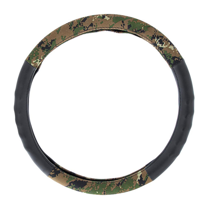 18" digital woodland camouflage cloth & suede steering wheel cover