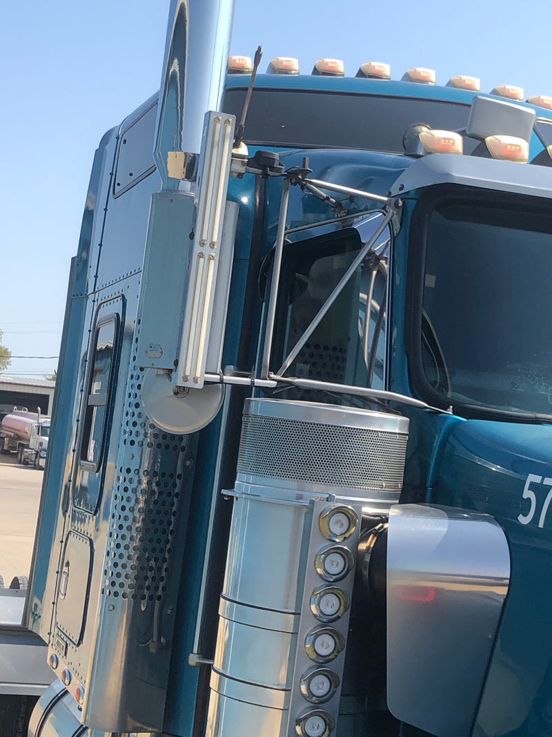 Kenworth w/Daylite Door stainless steel door window shade rain deflector - PAIR