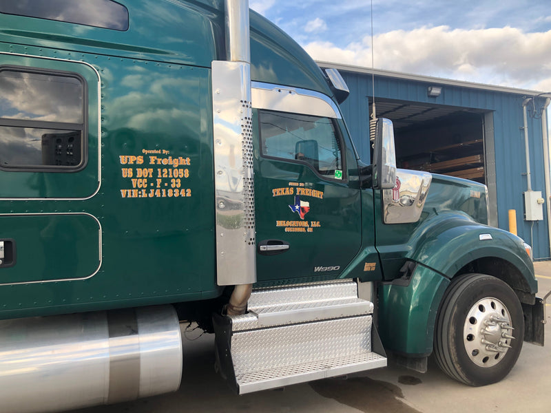 Kenworth T680/T880/W990 stainless steel 8" chopped look door window trim - PAIR