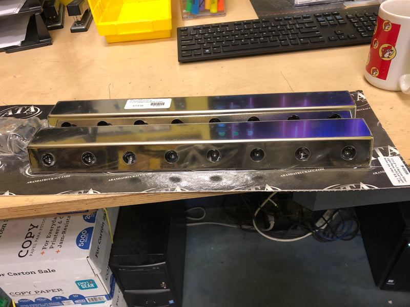 17" x 1/2" stainless steel firewall light bracket with 8 3/4" light holes ONLY - PAIR