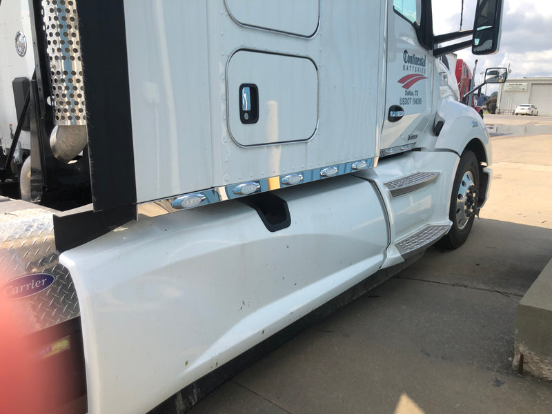 Kenworth T680 stainless steel cab, sleeper, + wing extension panel kit w/16 combo style light holes ONLY