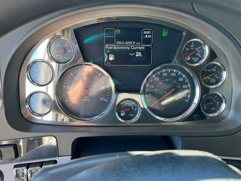 Kenworth T680/T880 stainless steel main gauge cluster trim