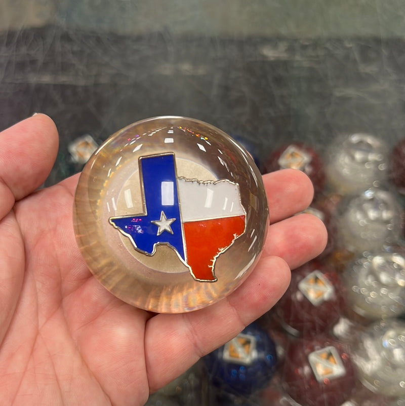 Texas flag embedded logo 2.25" diameter round gear shift knob
