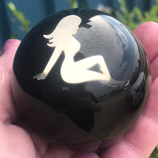 Mudflap Girl 2.25" diameter round gear shift knob