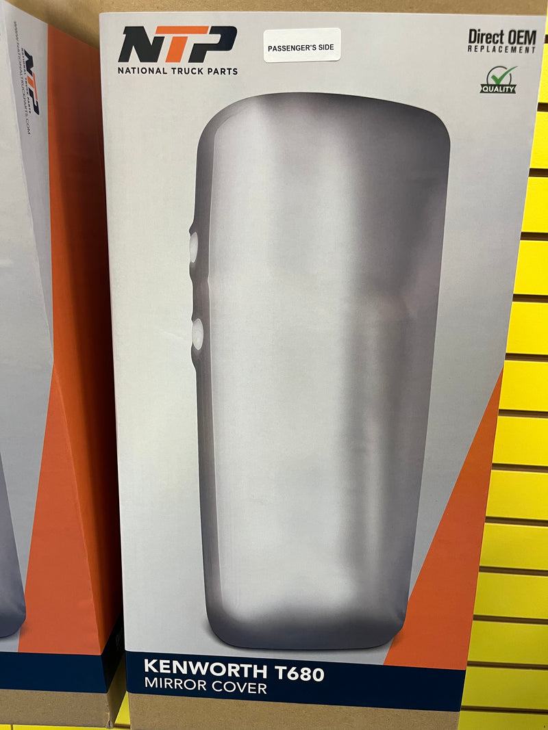 Kenworth T680 chrome plastic replacement cab mirror back - SINGLE