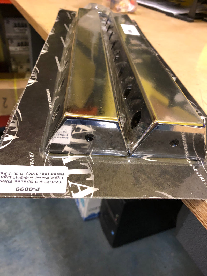 17" x 1/2" stainless steel firewall light bracket with 8 3/4" light holes ONLY - PAIR