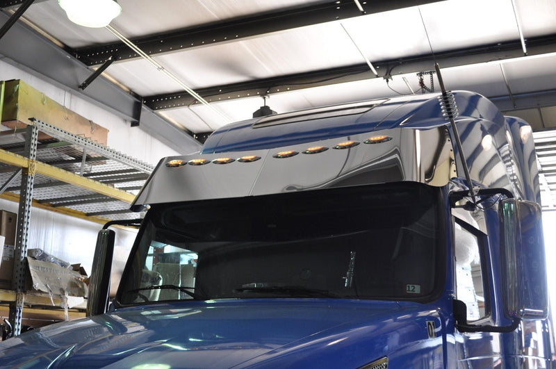 Volvo VN670 / 730 / 780 high roof 2003+ 17" stainless steel visor w/8 combo holes