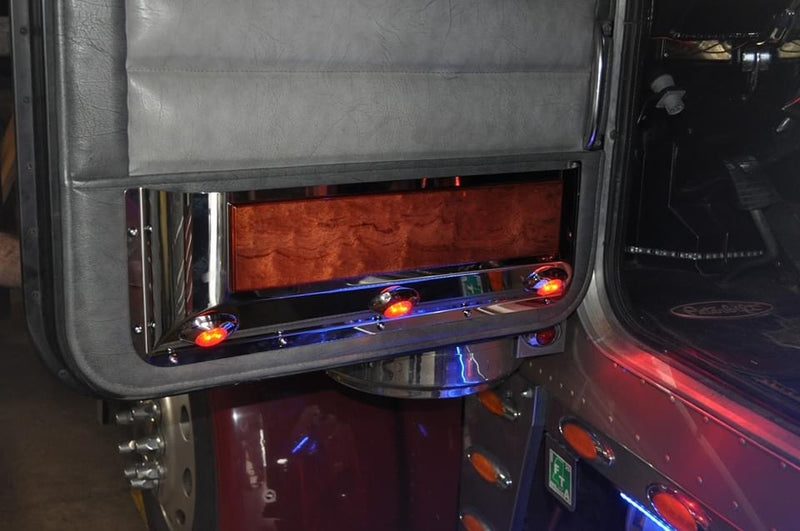 Rockwood Peterbilt stainless steel w/african rosewood door pocket set w/3 LED lights