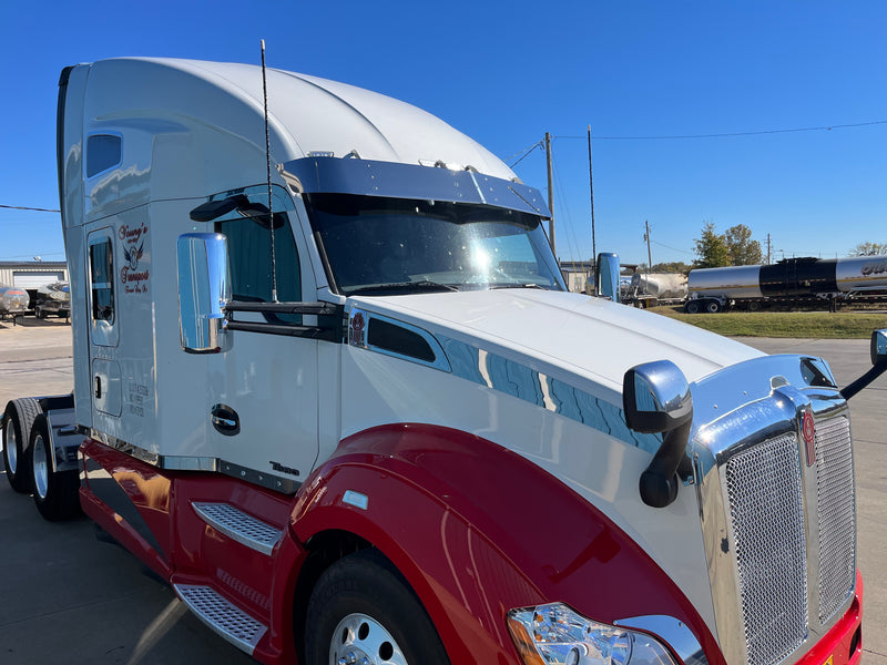 Kenworth T680 stainless steel side hood trim - 4 piece kit