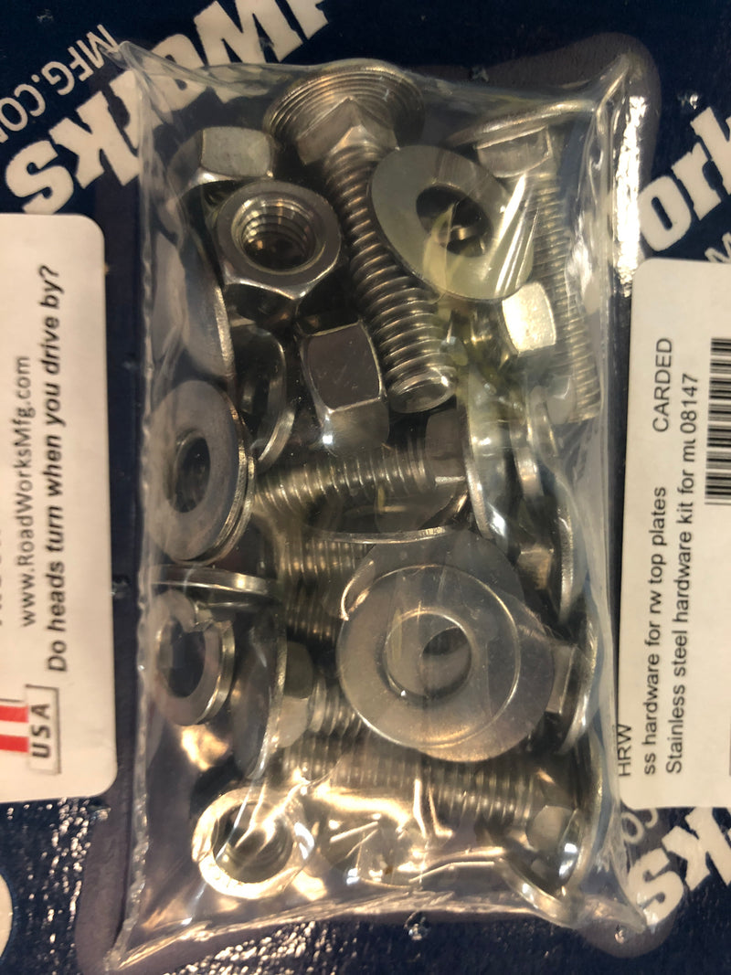 Stainless steel hardware kit for top mudflap plate - 8 bolt assemblies
