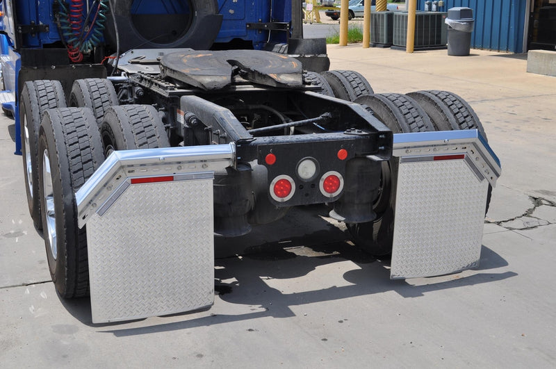 Angled top mudflap plate w/red and white reflector - PAIR