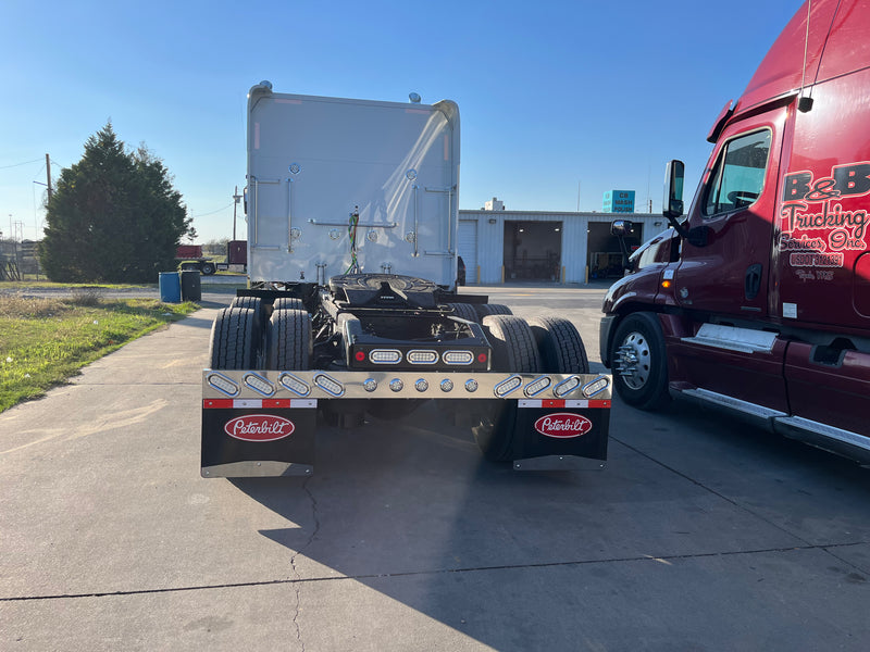 1 piece stainless steel rear mudflap hanger bar w/8 oval, 5 round 2" light holes