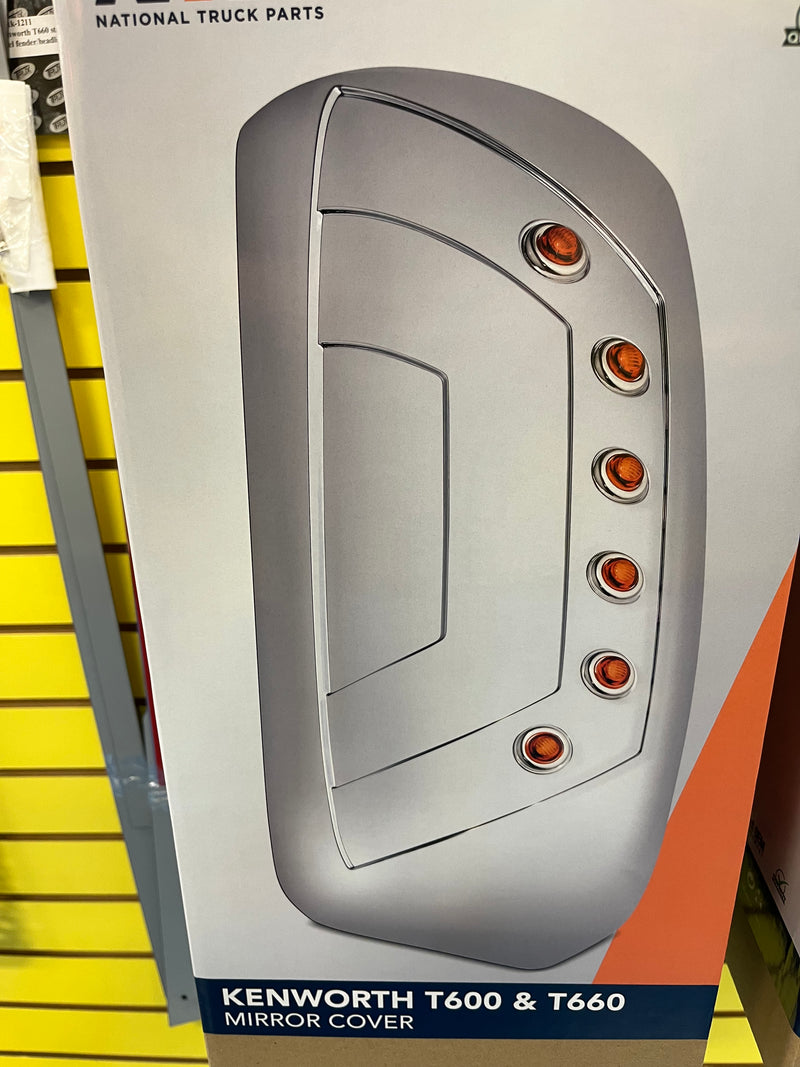 Kenworth T600 / T660 chrome plastic replacement cab mirror back - SINGLE