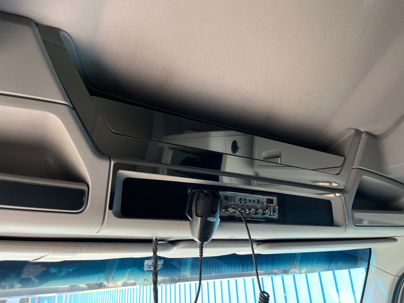 Kenworth T680/T880 stainless steel upper headliner storage pocket trim