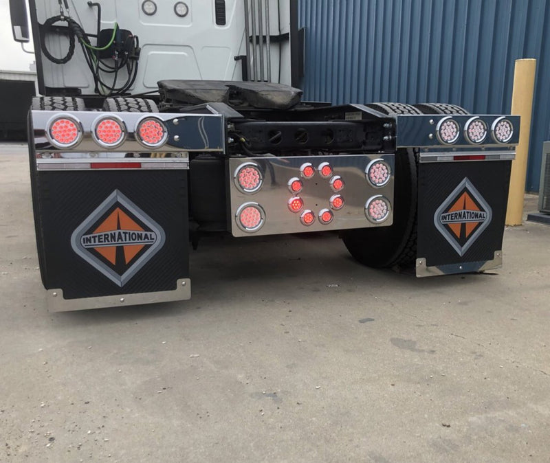 Stainless steel economy mudflap hangers w/6 round 4" light holes - PAIR