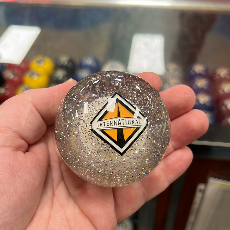 International logo 2.25" diameter round gear shift knob