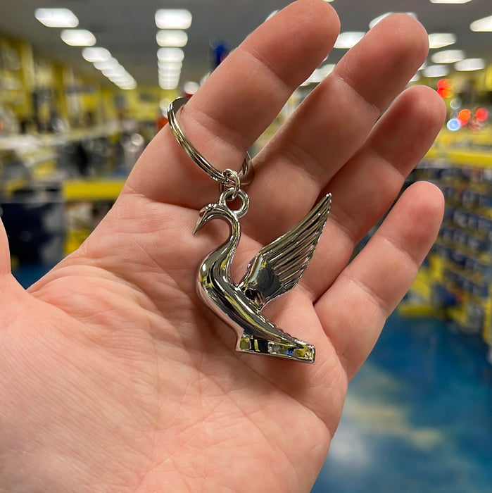 Chrome miniature swan key chain