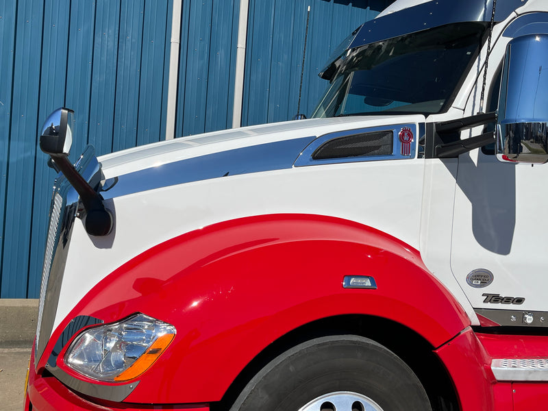 Kenworth T680 stainless steel side hood trim - 4 piece kit