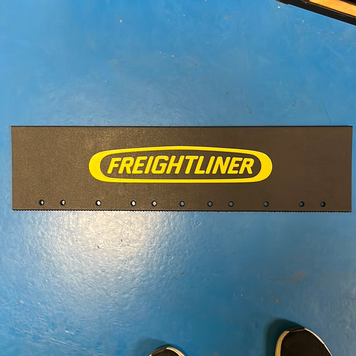 Freightliner 24" x 6" black quarter fender mudflap w/yellow stamped logo