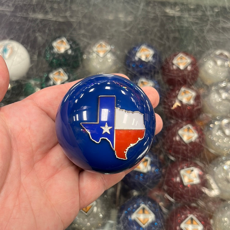 Texas flag embedded logo 2.25" diameter round gear shift knob