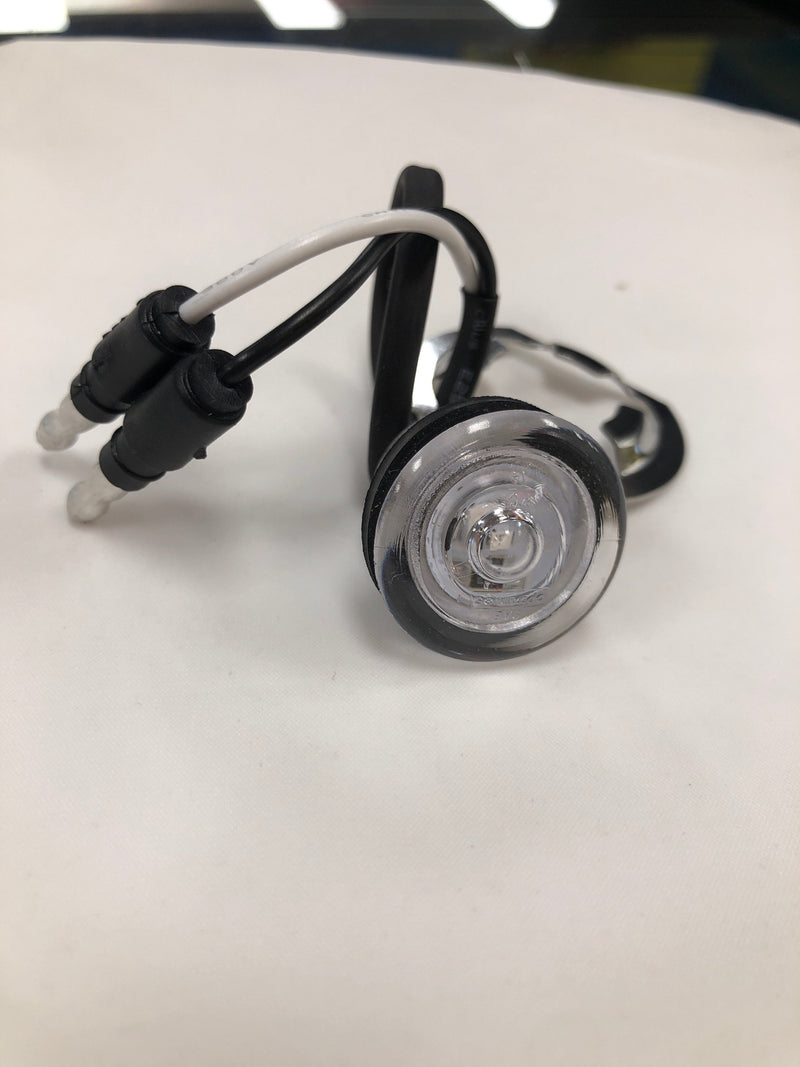 Red 1" bulls-eye single diode LED marker light w/bullet plugs - no bezel, CLEAR lens