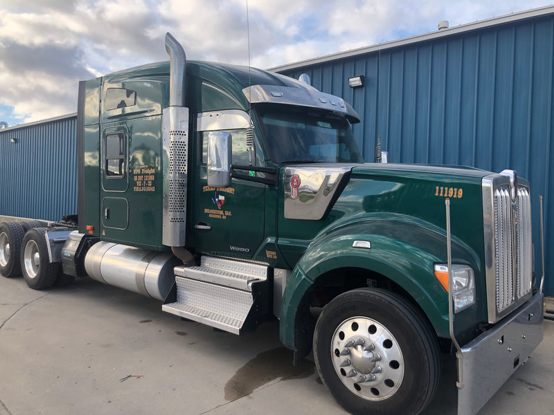 Kenworth T680/T880/W990 stainless steel 8" chopped look door window trim - PAIR