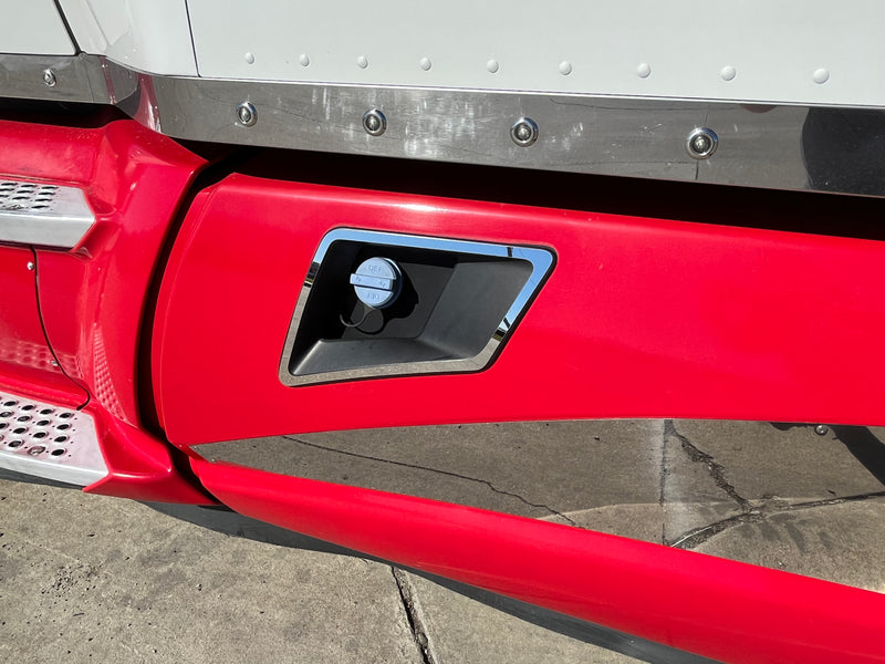 Kenworth T680 stainless steel DEF filler bezel - fits trucks with fairings