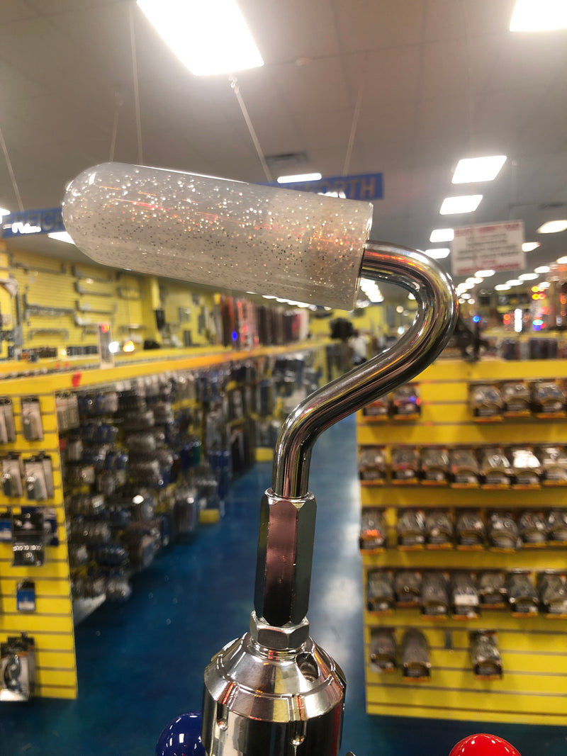 Chrome steel S handle gear shift extension - 1/2" x 13 threads, male on both ends