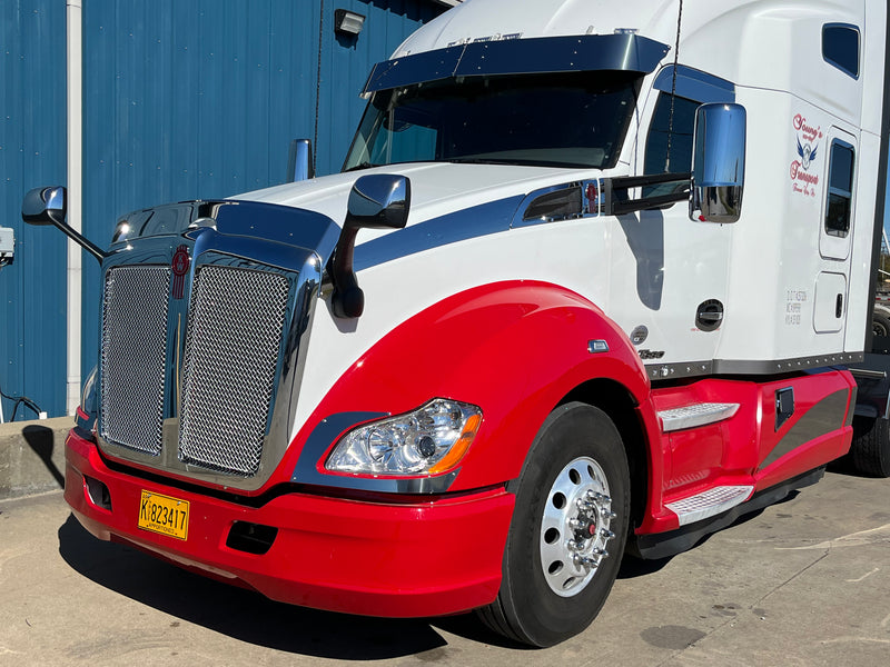 Kenworth T680 stainless steel side hood trim - 4 piece kit