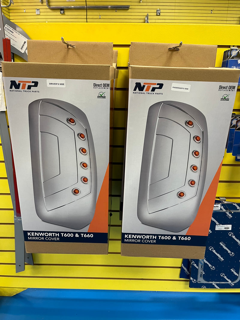 Kenworth T600 / T660 chrome plastic replacement cab mirror back - SINGLE