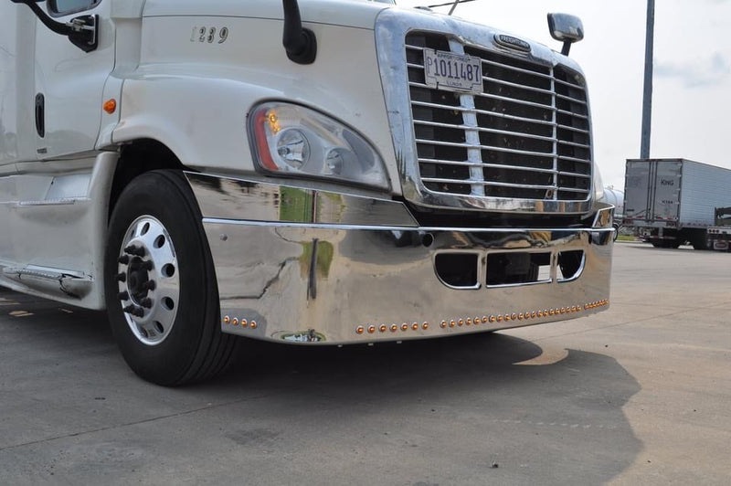Freightliner Cascadia 2008-2017 22" chrome wraparound bumper w/43 bullseye light holes