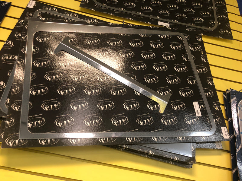 Peterbilt 379/386/389 stainless steel angled exterior windshield trim, 3 piece set