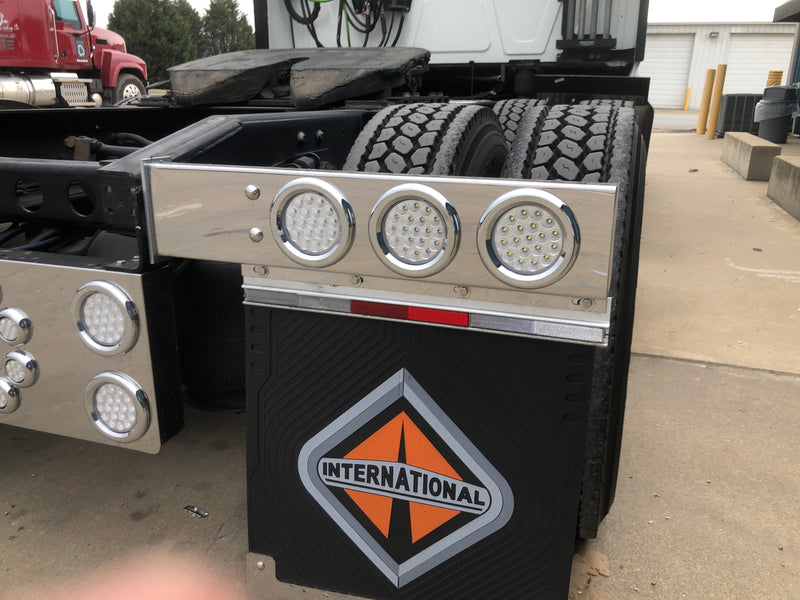 Stainless steel economy mudflap hangers w/6 round 4" light holes - PAIR