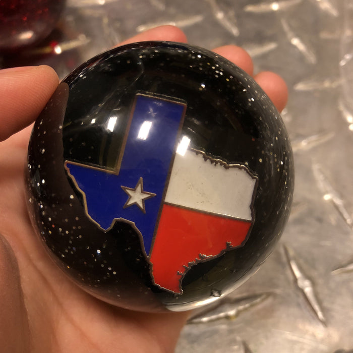Texas flag embedded logo 2.25" diameter round gear shift knob