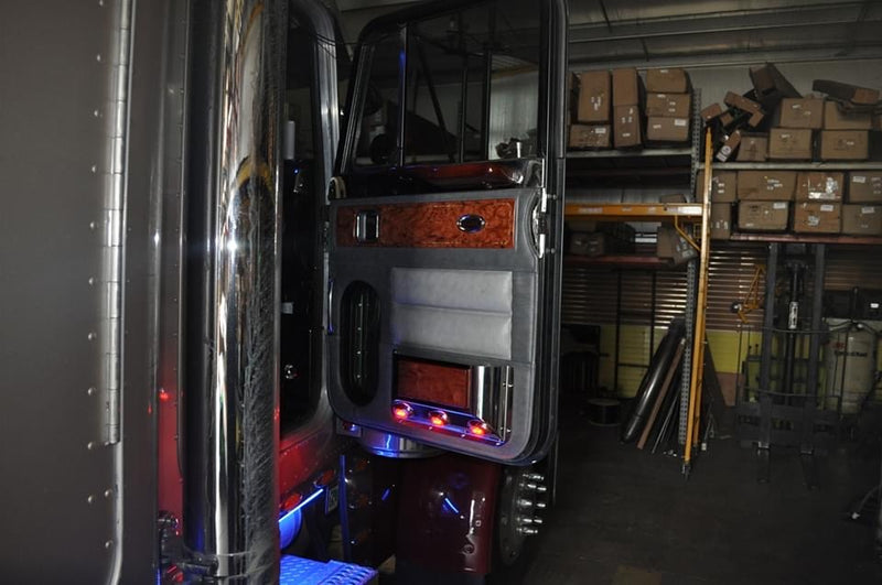 Rockwood Peterbilt stainless steel w/african rosewood door pocket set w/3 LED lights