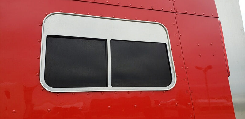 Peterbilt 70" sleeper stainless steel "chopped look" 5" window trim with surround - PAIR