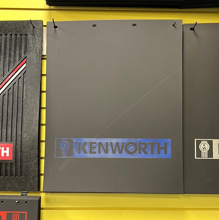 Kenworth 24" x 30" black mudflap w/blue stamped logo
