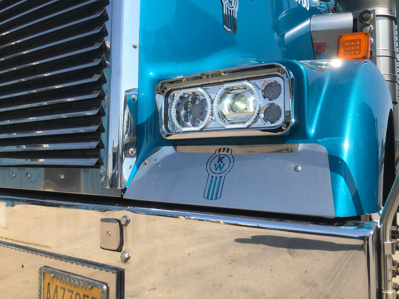 Projector-style replacement LED headlight w/"Halo" auxiliary light for dual rectangular headlight system